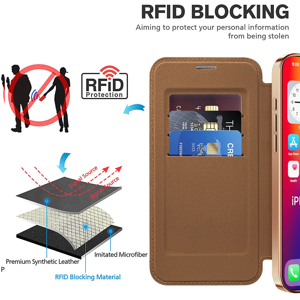 Coque MagSafe pour Apple iPhone 16 Plus, Techsuit, SmartMag Book, Marron
