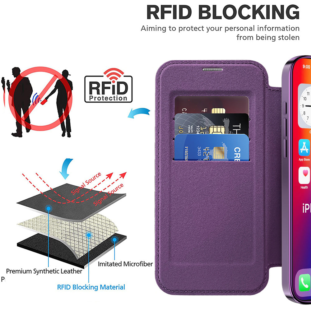 Coque MagSafe pour Apple iPhone 16 Plus, Techsuit, SmartMag Book, Violet