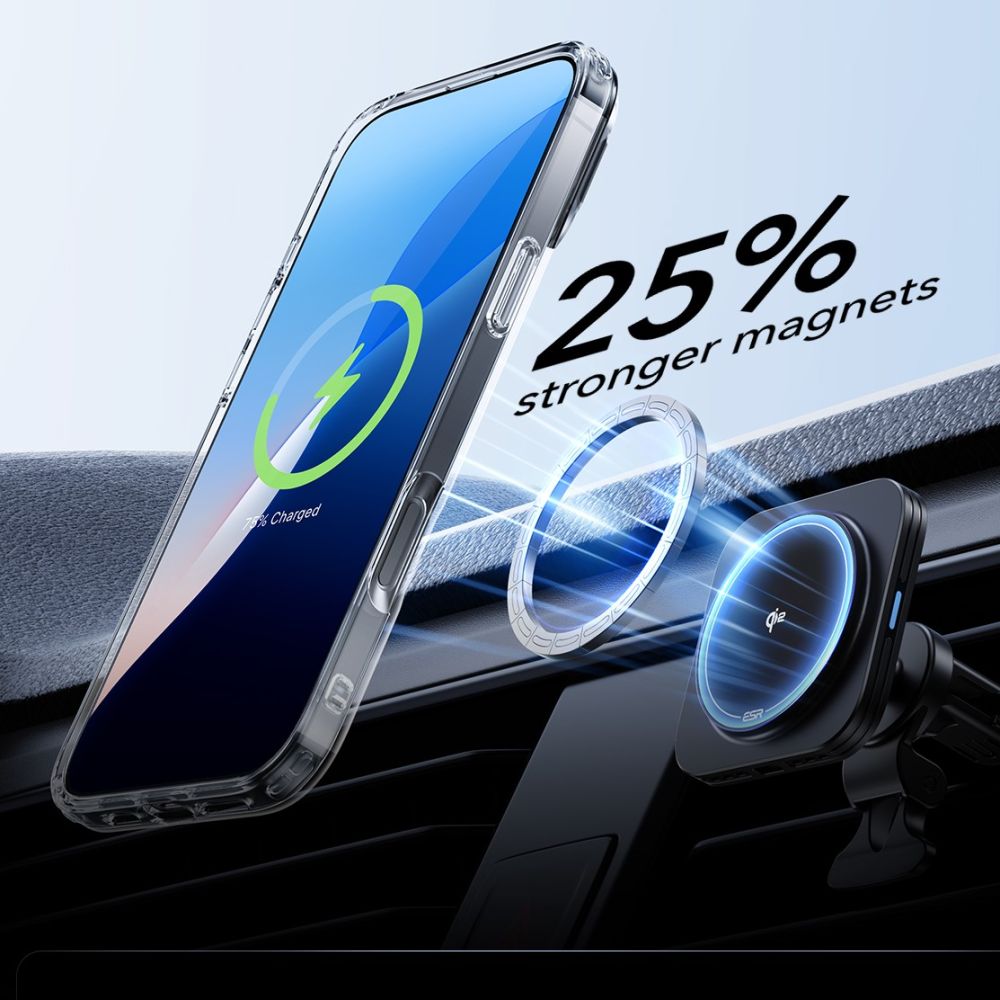 Coque MagSafe pour Apple iPhone 16 Pro, ESR, Classic Hybrid avec Support et Protecteur d'Écran, Transparente