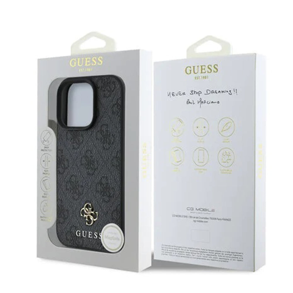 Housse MagSafe pour Apple iPhone 16 Pro, Guess, 4G Classic, Noire