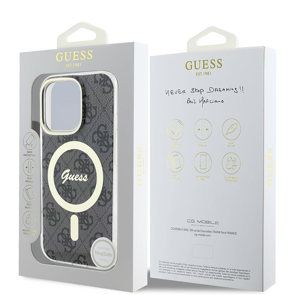 Étui MagSafe pour Apple iPhone 16 Pro, Guess, IML 4G, Noir