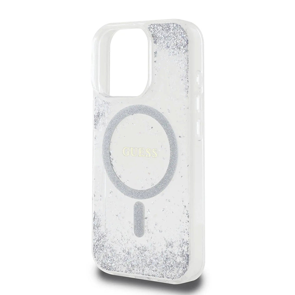 MagSafe Case for Apple iPhone 16 Pro, Guess, IML Glitter Gradient, Silver