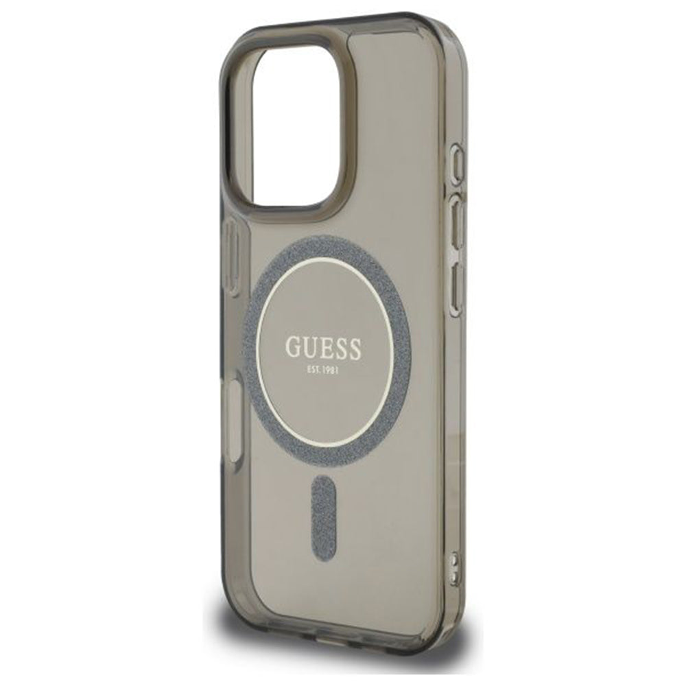 Étui MagSafe pour Apple iPhone 16 Pro, Guess, IML Glitter Ring, Noir