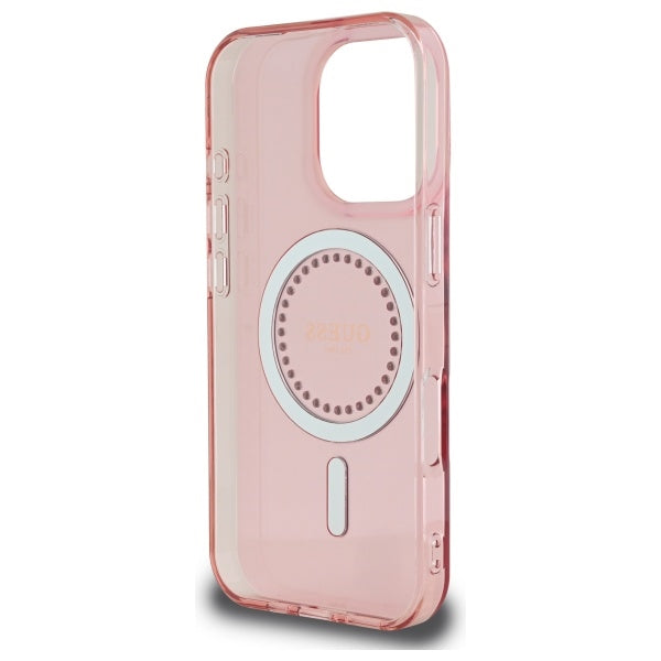 Étui MagSafe pour Apple iPhone 16 Pro, Guess, IML Rhinestone, Rose