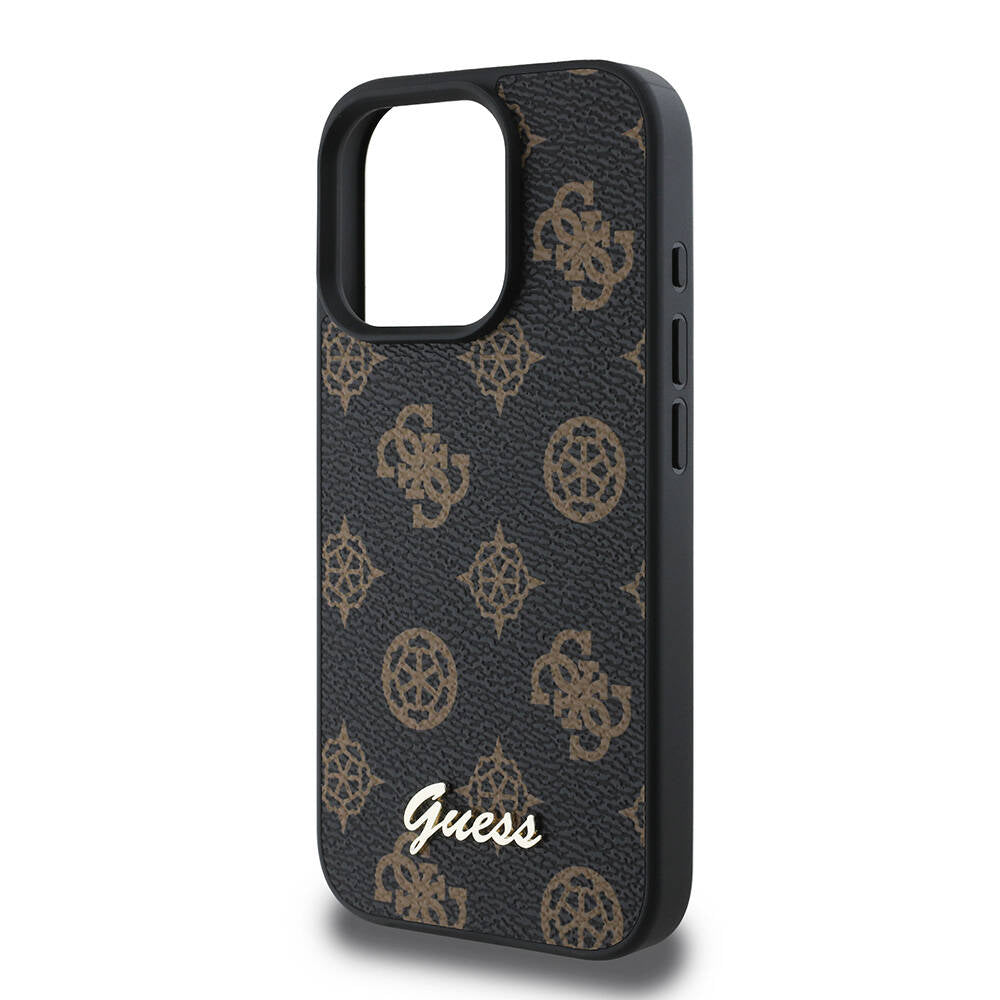 MagSafe Hülle für Apple iPhone 16 Pro, Guess, Peony Script, Schwarz