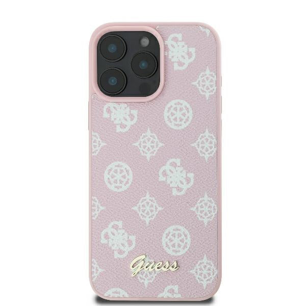 MagSafe Hülle für Apple iPhone 16 Pro, Guess, Peony Script, Rosa
