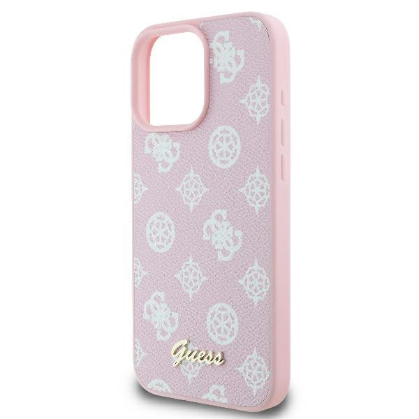 MagSafe Hülle für Apple iPhone 16 Pro, Guess, Peony Script, Rosa