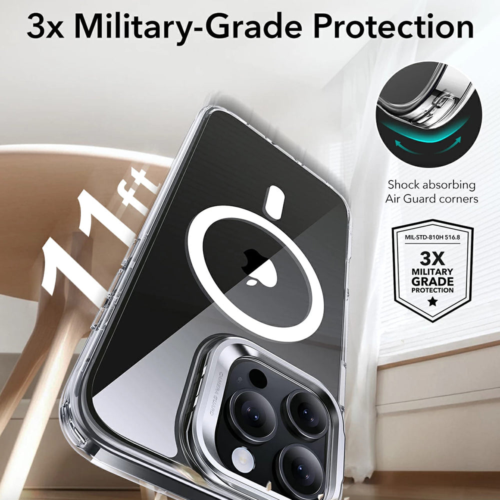 Coque MagSafe pour Apple iPhone 16 Pro Max, ESR, Classic Hybrid Kickstand, Transparente