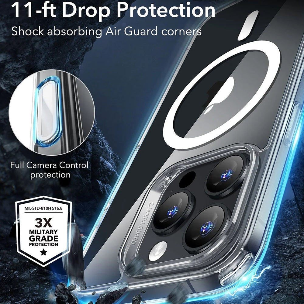 Coque MagSafe pour Apple iPhone 16 Pro Max, ESR, Classic Hybrid Slide, Noire Transparente