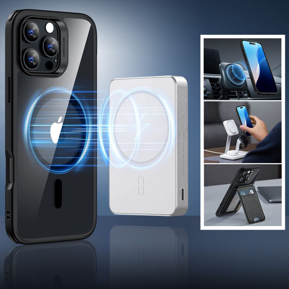 Coque MagSafe pour Apple iPhone 16 Pro Max, ESR, Classic Hybrid avec Protecteur d'Écran, Noire Transparente