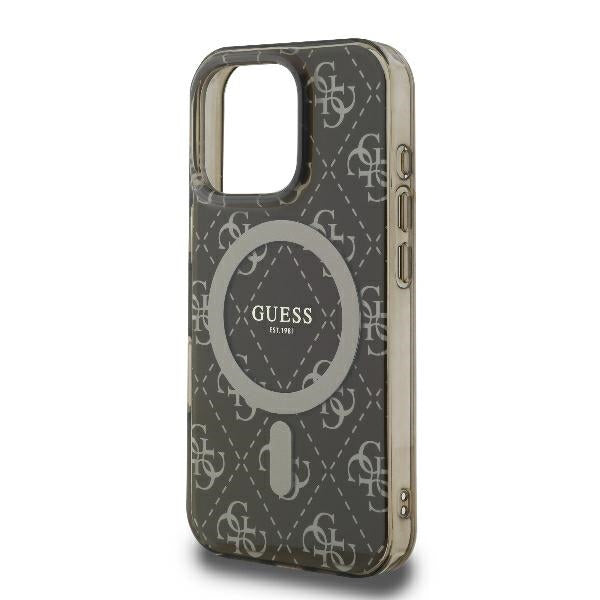 Étui MagSafe pour Apple iPhone 16 Pro Max, Guess, IML 4G Background, Marron