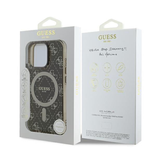 Étui MagSafe pour Apple iPhone 16 Pro Max, Guess, IML 4G Background, Marron