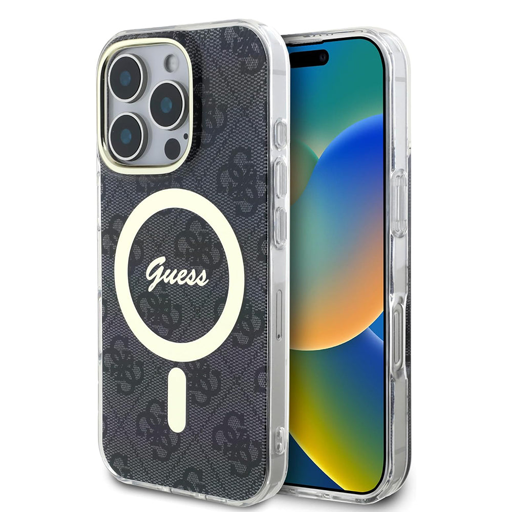MagSafe Hülle für Apple iPhone 16 Pro Max, Guess, IML 4G, Schwarz