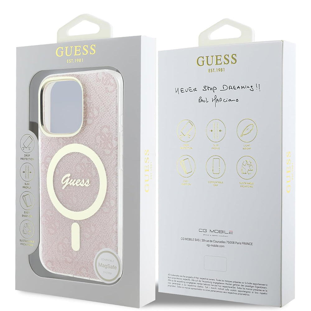 Étui MagSafe pour Apple iPhone 16 Pro Max, Guess, IML 4G, Rose