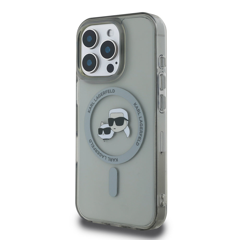 MagSafe Hülle für Apple iPhone 16 Pro Max, Karl Lagerfeld, IML Metal Karl & Choupette's Heads, Schwarz