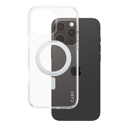 Housse MagSafe pour Apple iPhone 16 Pro Max, PanzerGlass, Fonction Support Kickstand, Transparente Argentée