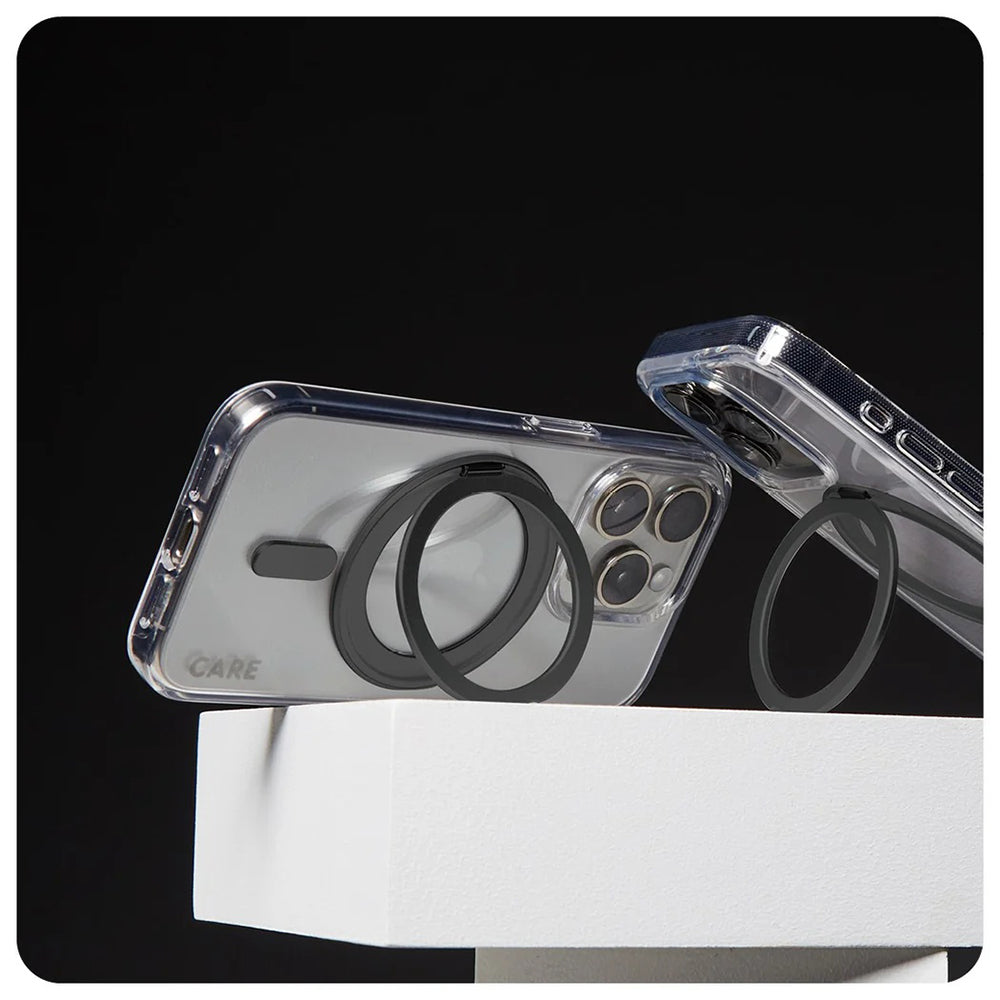 Coque MagSafe pour Apple iPhone 16 Pro Max, PanzerGlass, avec fonction support, Transparente Noire