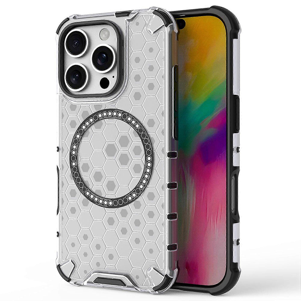 Coque MagSafe pour Apple iPhone 16 Pro Max, Techsuit, HoneyComb Shield, Blanche