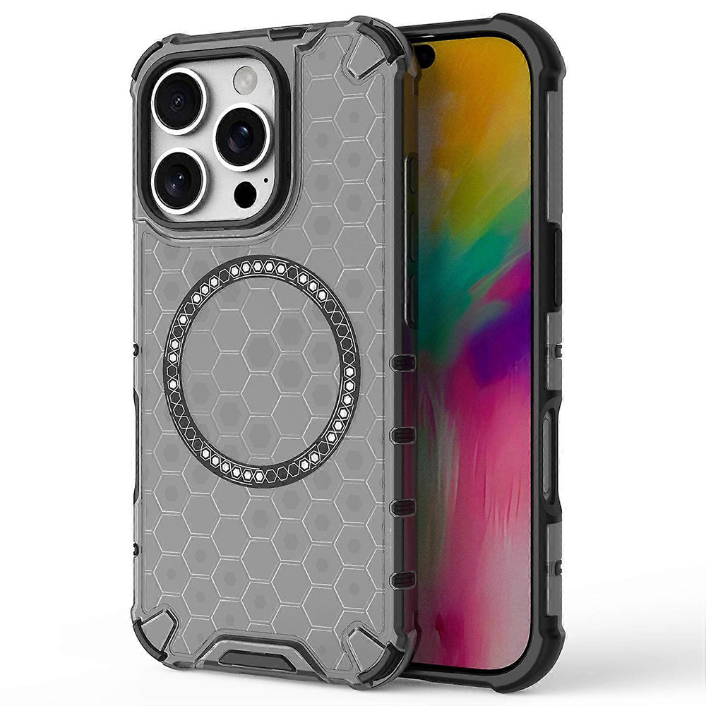 Coque MagSafe pour Apple iPhone 16 Pro Max, Techsuit, HoneyComb Shield, Noire