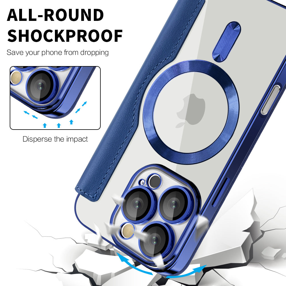 Coque MagSafe pour Apple iPhone 16 Pro Max, Techsuit, SmartMag Book, Bleue