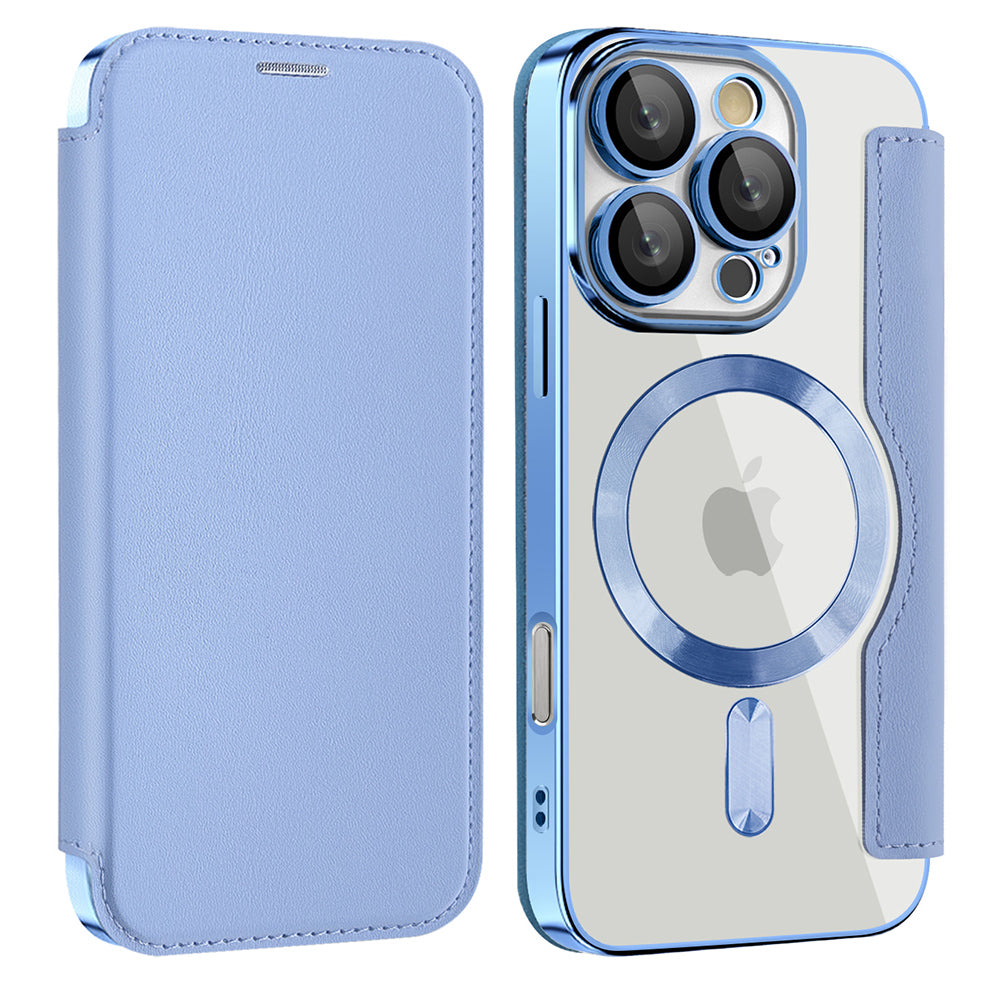 Coque MagSafe pour Apple iPhone 16 Pro Max, Techsuit, SmartMag Book, Bleu