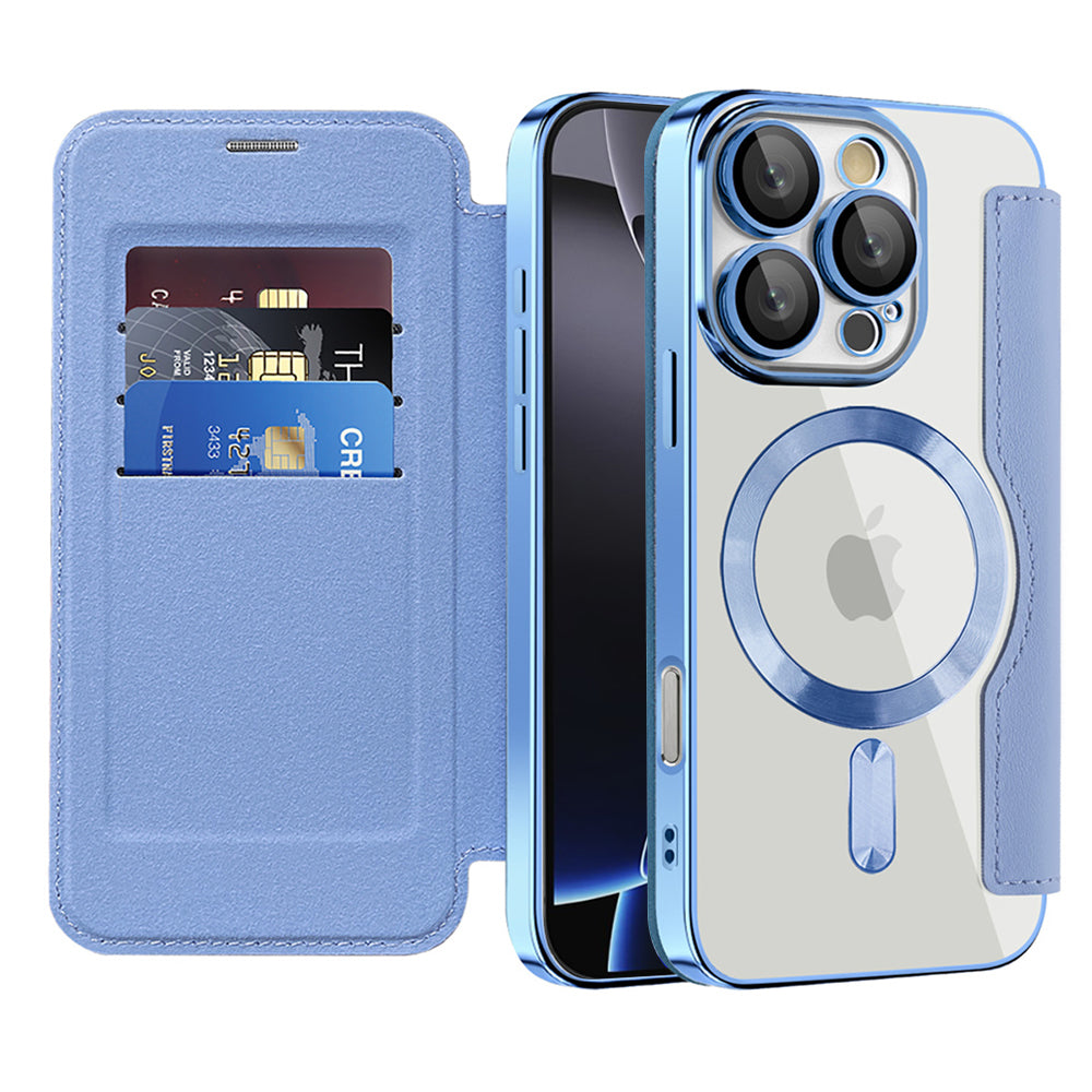 Coque MagSafe pour Apple iPhone 16 Pro Max, Techsuit, SmartMag Book, Bleu
