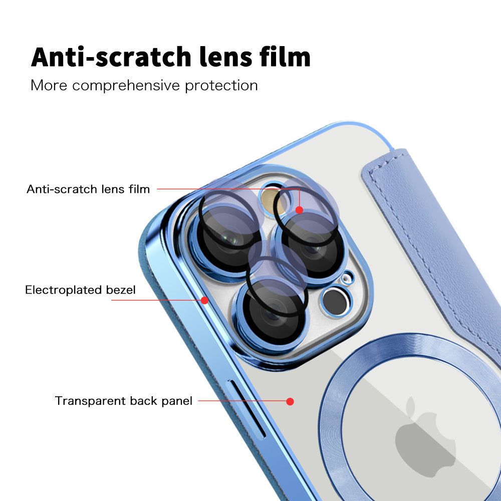 Coque MagSafe pour Apple iPhone 16 Pro Max, Techsuit, SmartMag Book, Bleu
