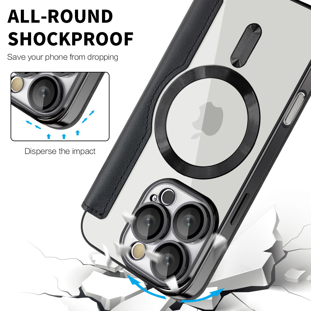 Coque MagSafe pour Apple iPhone 16 Pro Max, Techsuit, SmartMag Book, Noire
