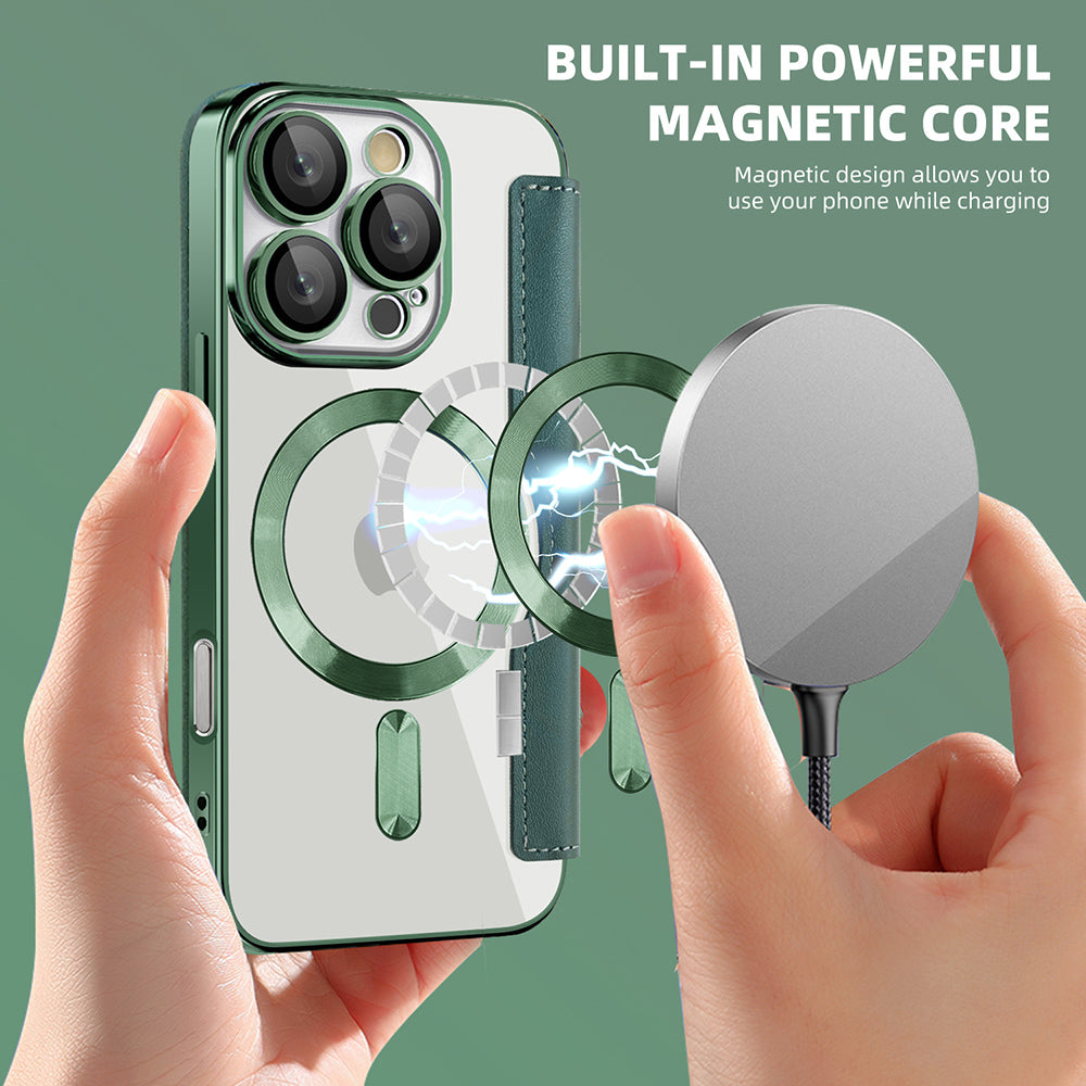 Coque MagSafe pour Apple iPhone 16 Pro Max, Techsuit, SmartMag Book, Vert
