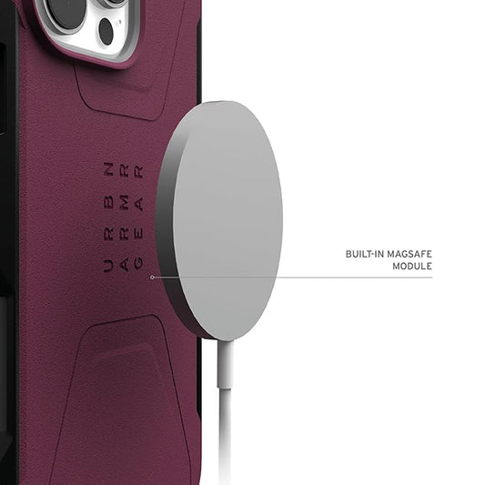 Coque MagSafe pour Apple iPhone 16 Pro Max, Urban Armor Gear, Civilian, Bordeaux