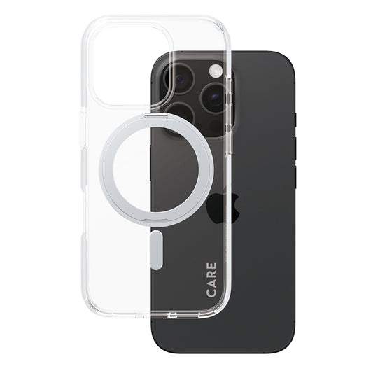 Coque MagSafe pour Apple iPhone 16 Pro, PanzerGlass, avec fonction support, Transparente Argentée