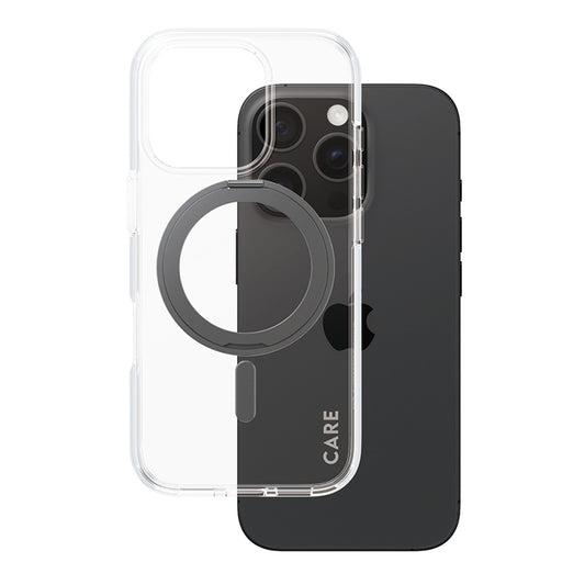 Coque MagSafe pour Apple iPhone 16 Pro, PanzerGlass, avec support Kickstand, Transparent Noir