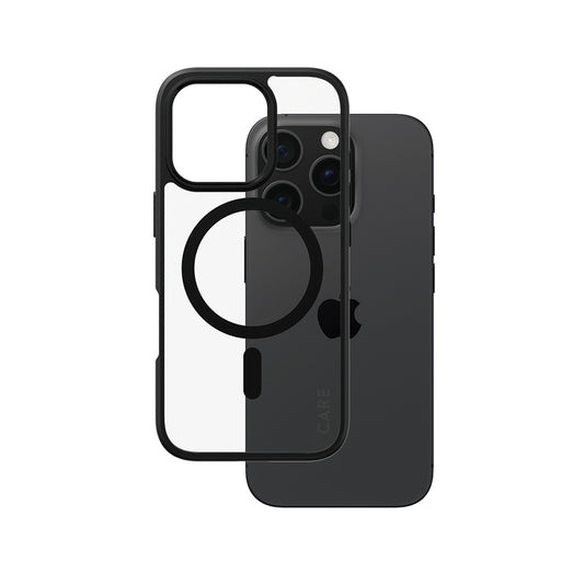 Coque MagSafe pour Apple iPhone 16 Pro, PanzerGlass, Care Urban Combat, Noire Transparente