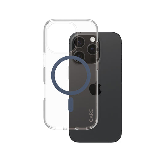 Coque MagSafe pour Apple iPhone 16 Pro, PanzerGlass, Care Urban Combat, Transparent Bleu