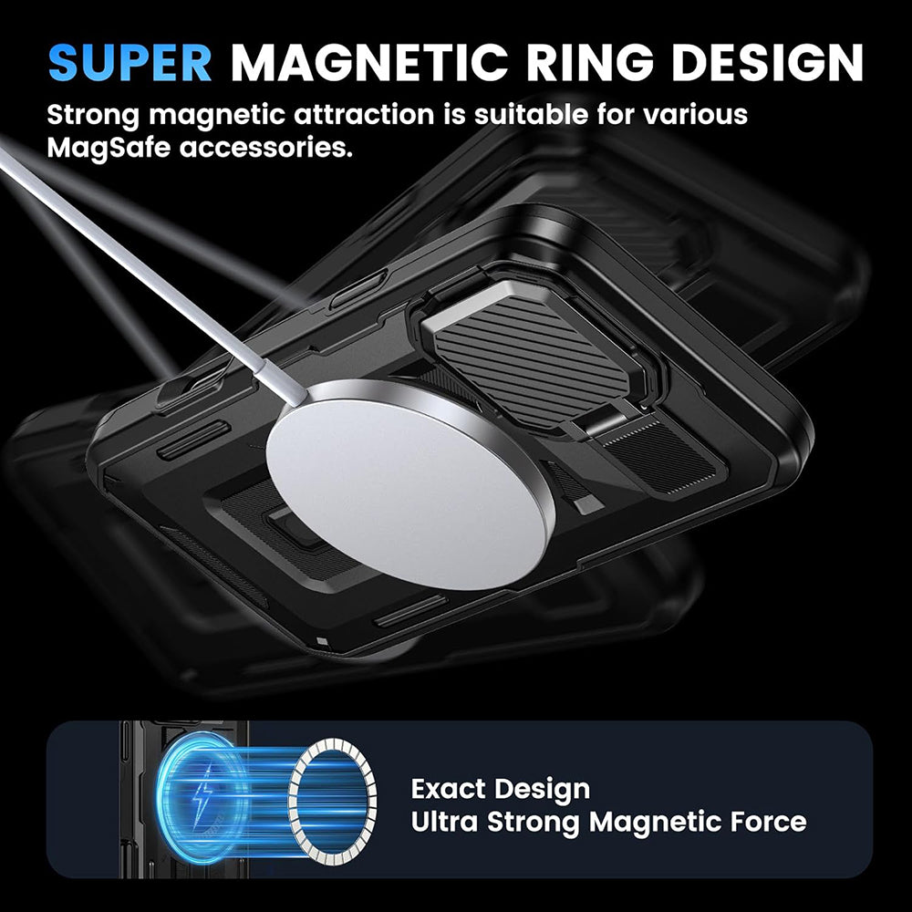 Coque MagSafe pour Apple iPhone 16 Pro, Techsuit, CamVault, Noire