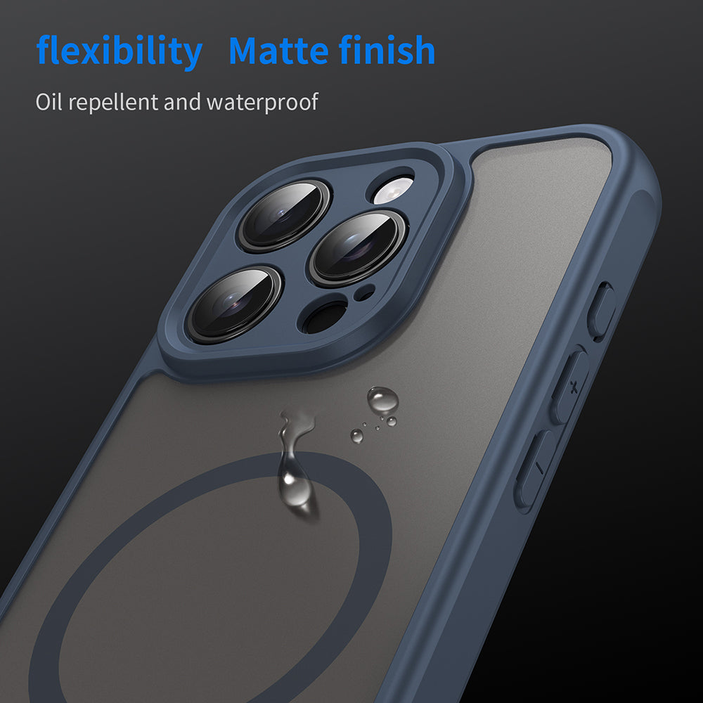 Coque MagSafe pour Apple iPhone 16 Pro, Techsuit, HaloFrost II, Bleu marine