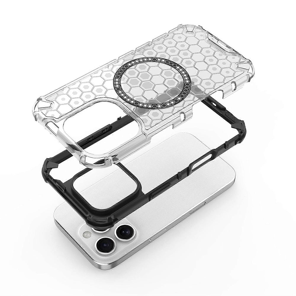 Coque MagSafe pour Apple iPhone 16 Pro, Techsuit, HoneyComb Shield, Blanche