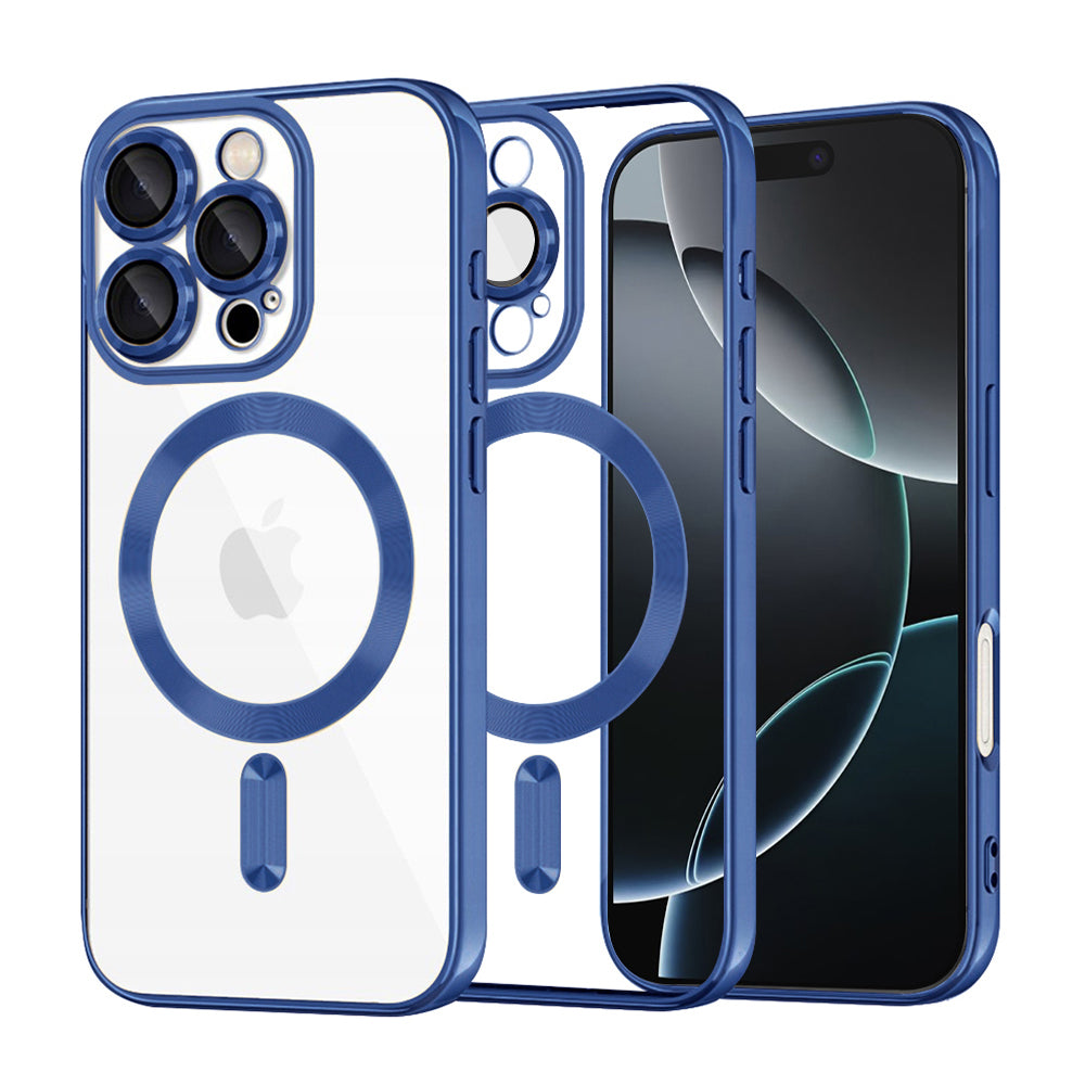 Coque MagSafe pour Apple iPhone 16 Pro, Techsuit, Luxury Crystal, Bleu Foncé