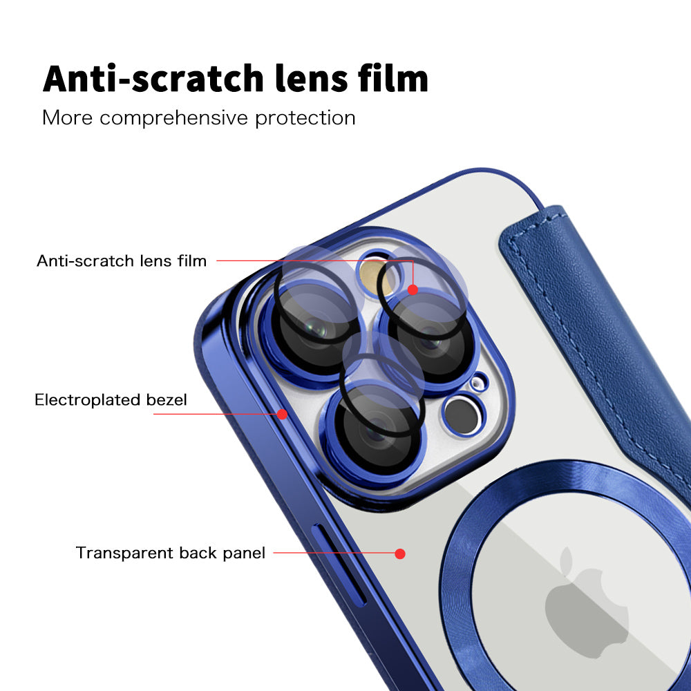 Coque MagSafe pour Apple iPhone 16 Pro, Techsuit, SmartMag Book, Bleue