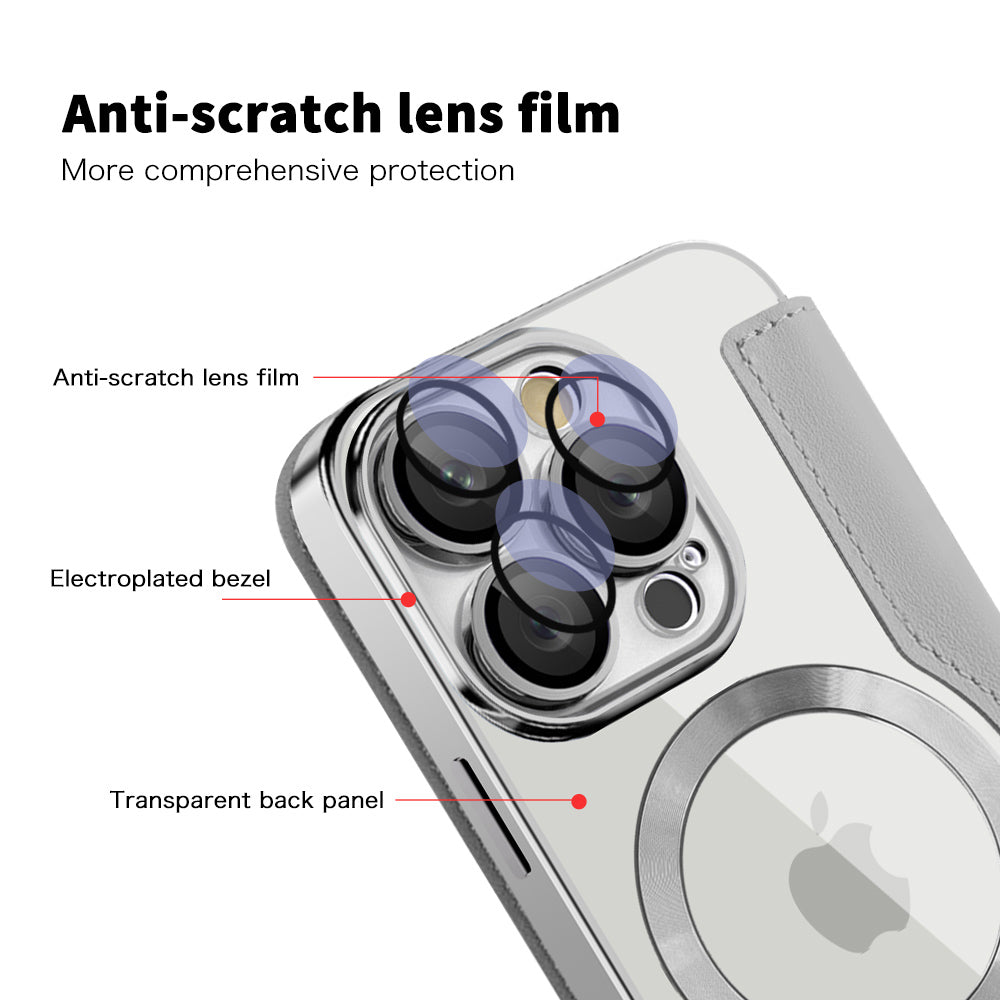 Coque MagSafe pour Apple iPhone 16 Pro, Techsuit, SmartMag Book, Gris