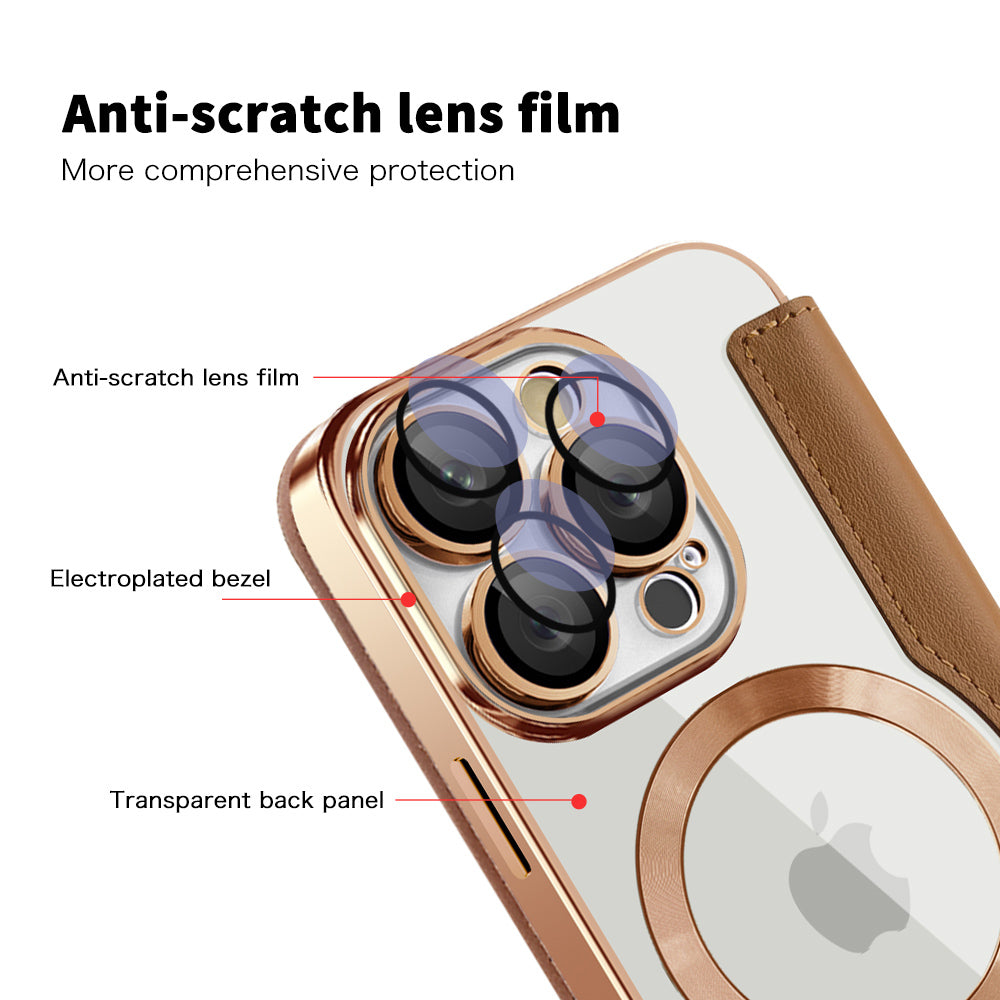 Coque MagSafe pour Apple iPhone 16 Pro, Techsuit, SmartMag Book, Marron