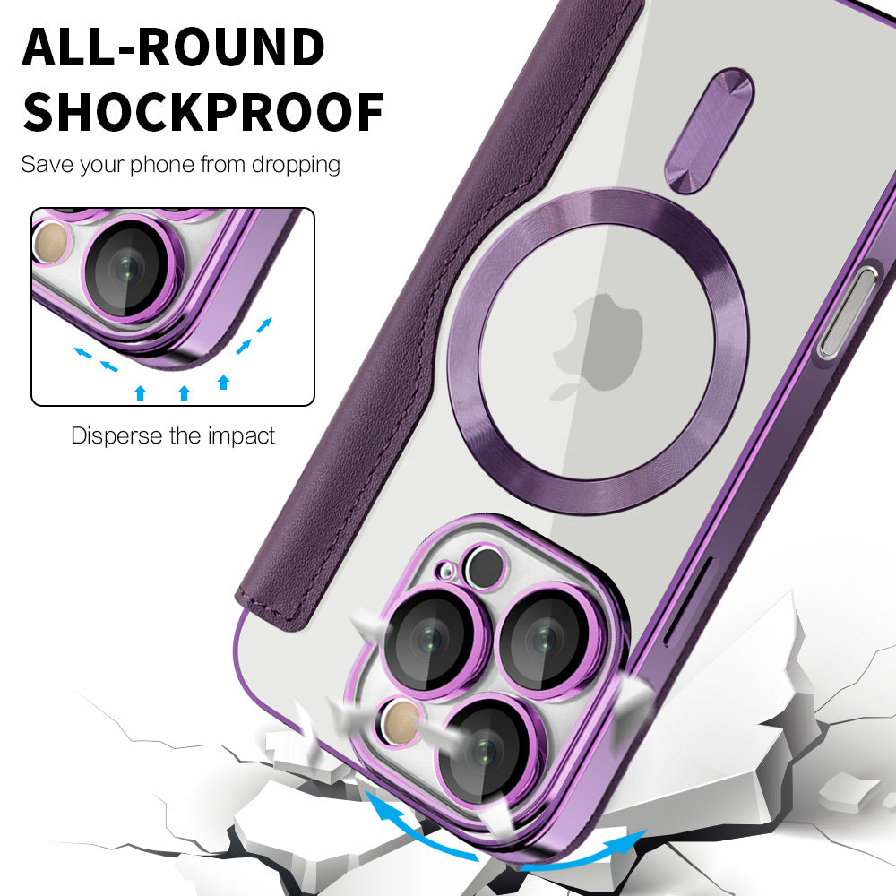 Coque MagSafe pour Apple iPhone 16 Pro, Techsuit, SmartMag Book, Violet