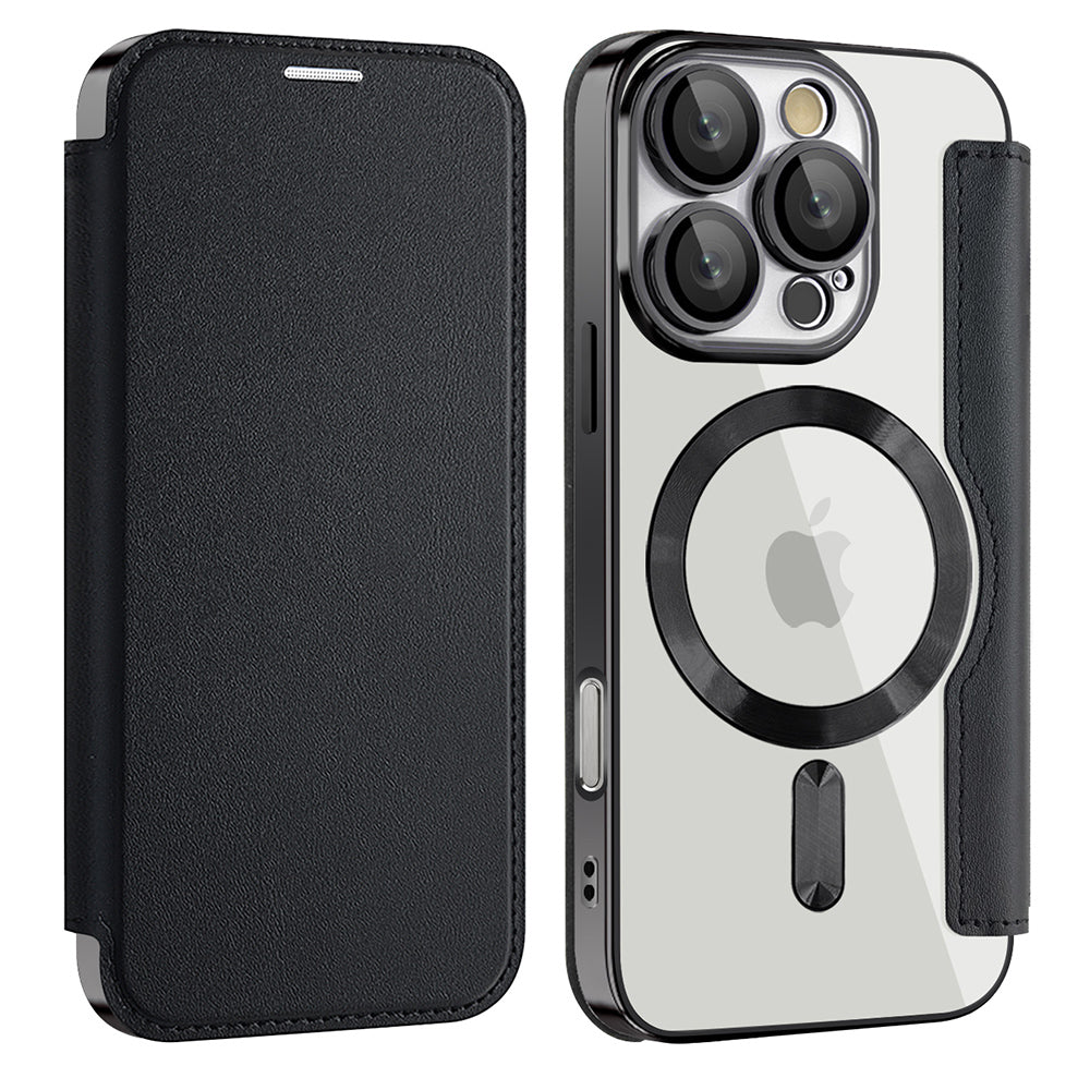 Coque MagSafe pour Apple iPhone 16 Pro, Techsuit, SmartMag Book, Noire