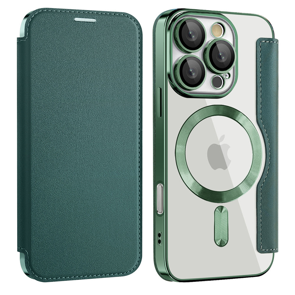 Coque MagSafe pour Apple iPhone 16 Pro, Techsuit, SmartMag Book, Vert