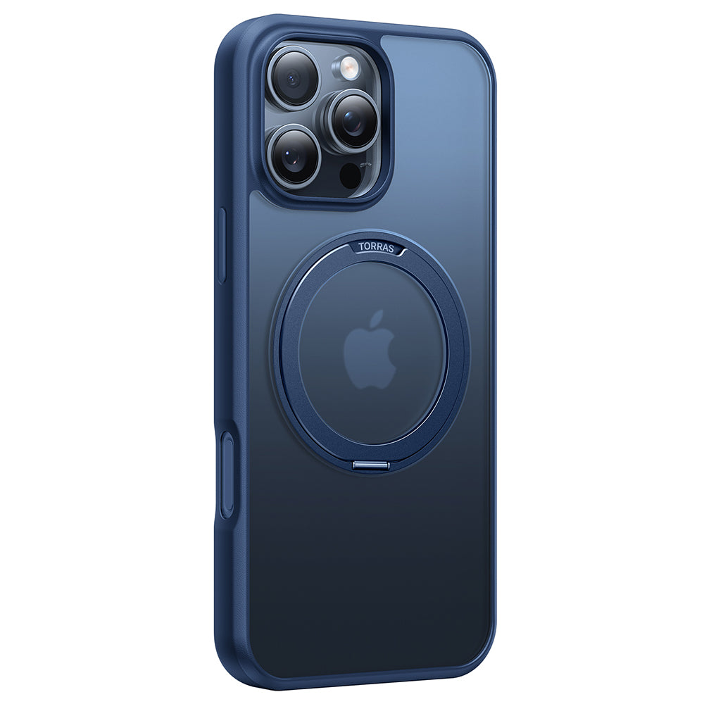 Coque MagSafe pour Apple iPhone 16 Pro, Torras, Ostand Pro, Bleu Marine