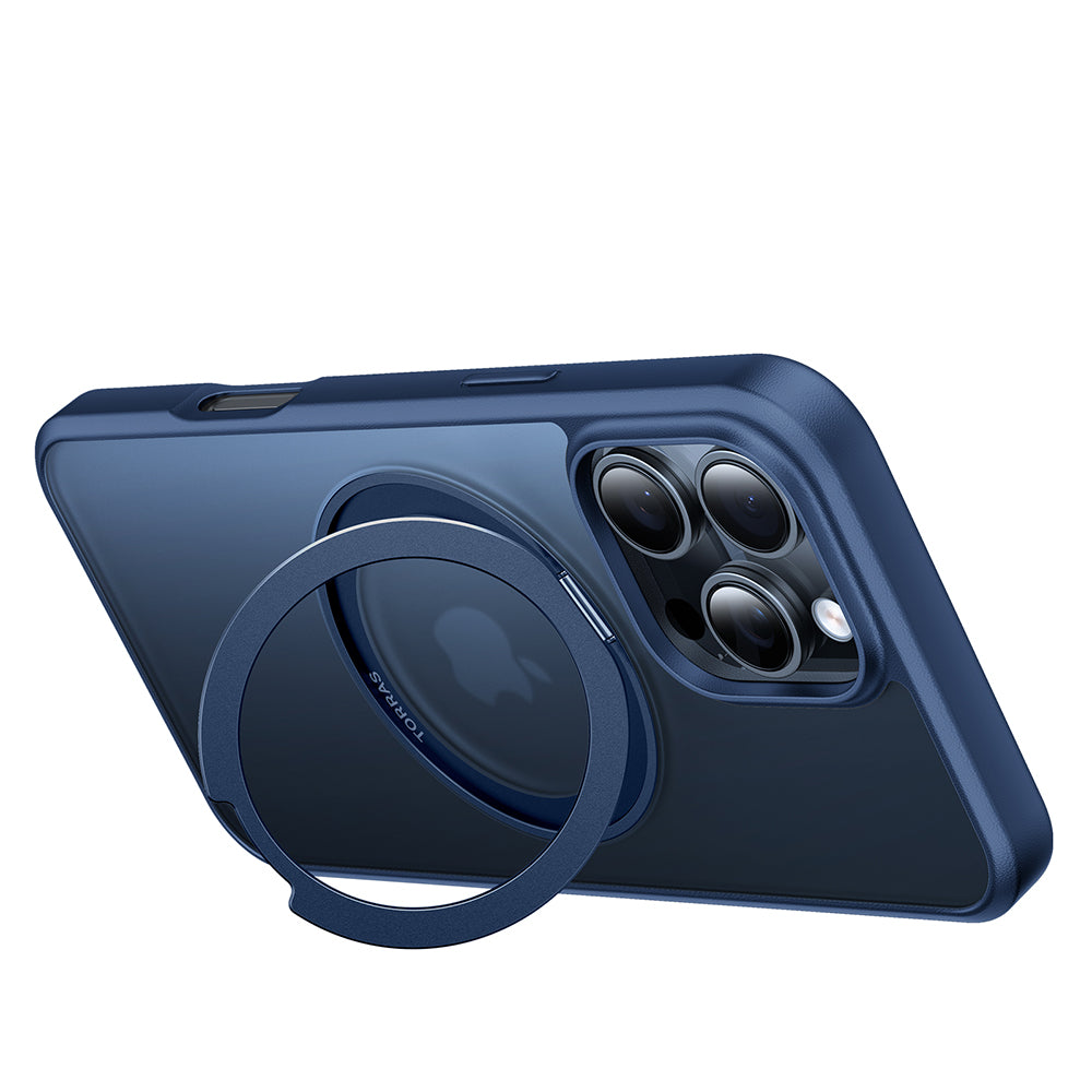 Coque MagSafe pour Apple iPhone 16 Pro, Torras, Ostand Pro, Bleu Marine