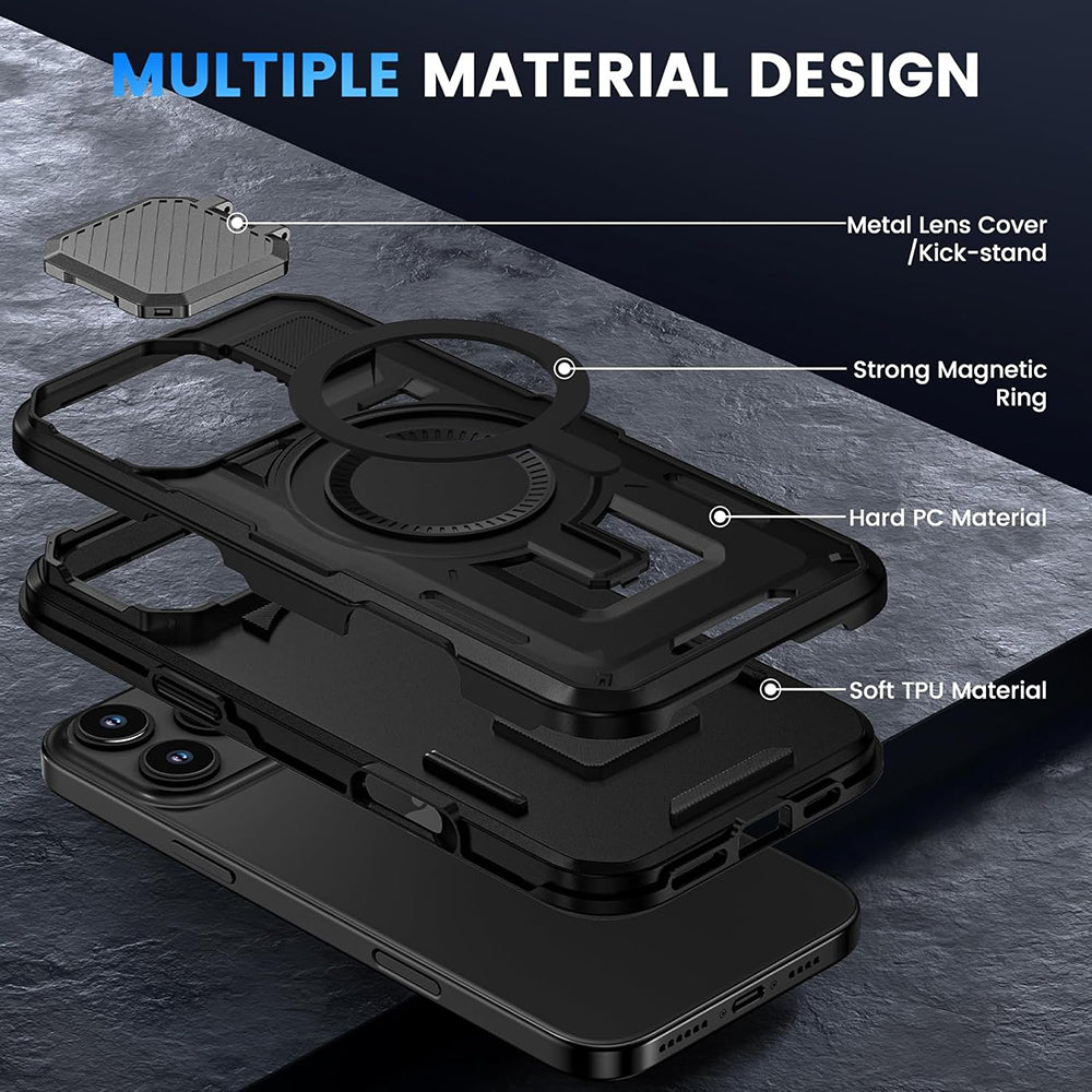 Coque MagSafe pour Apple iPhone 16, Techsuit, CamVault, Noire