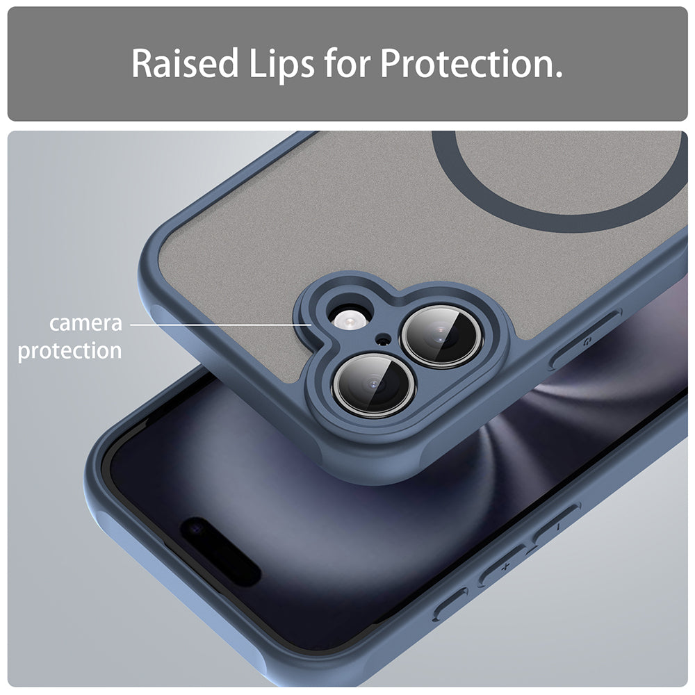 Coque MagSafe pour Apple iPhone 16, Techsuit, HaloFrost II, Bleu marine