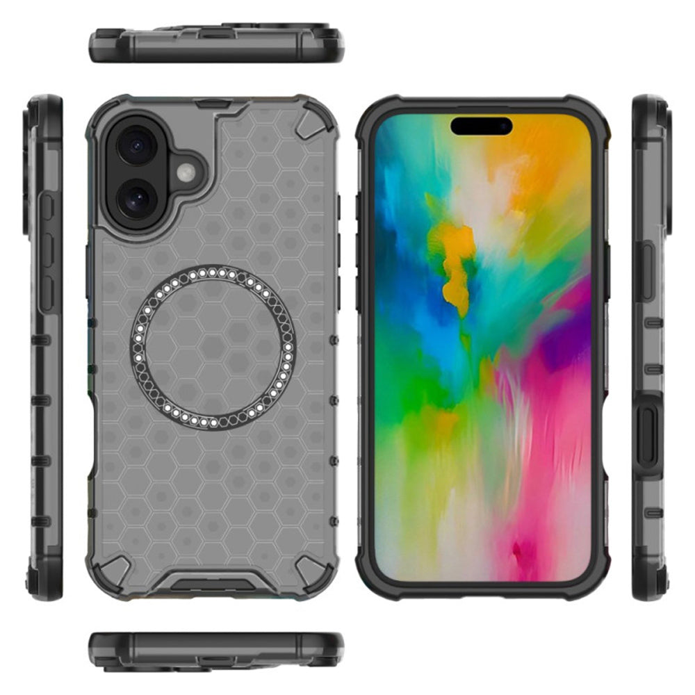 Coque MagSafe pour Apple iPhone 16, Techsuit, HoneyComb Shield, Blanche