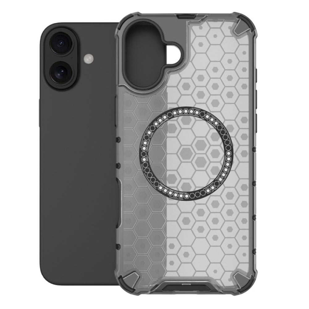Coque MagSafe pour Apple iPhone 16, Techsuit, HoneyComb Shield, Noire